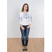 Embroidered t-shirt with 3/4 sleeves "Slavic Charm" blue on white